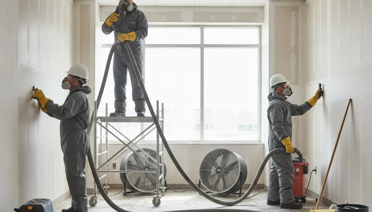 Water damage restoration team cleaning burst pipe damage in Vallejo, CA home