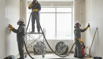 Water damage restoration team cleaning burst pipe damage in Vallejo, CA home