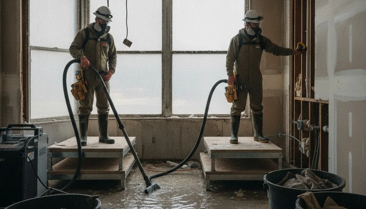 Burst pipe cleanup in Vallejo, CA home by water damage restoration technician