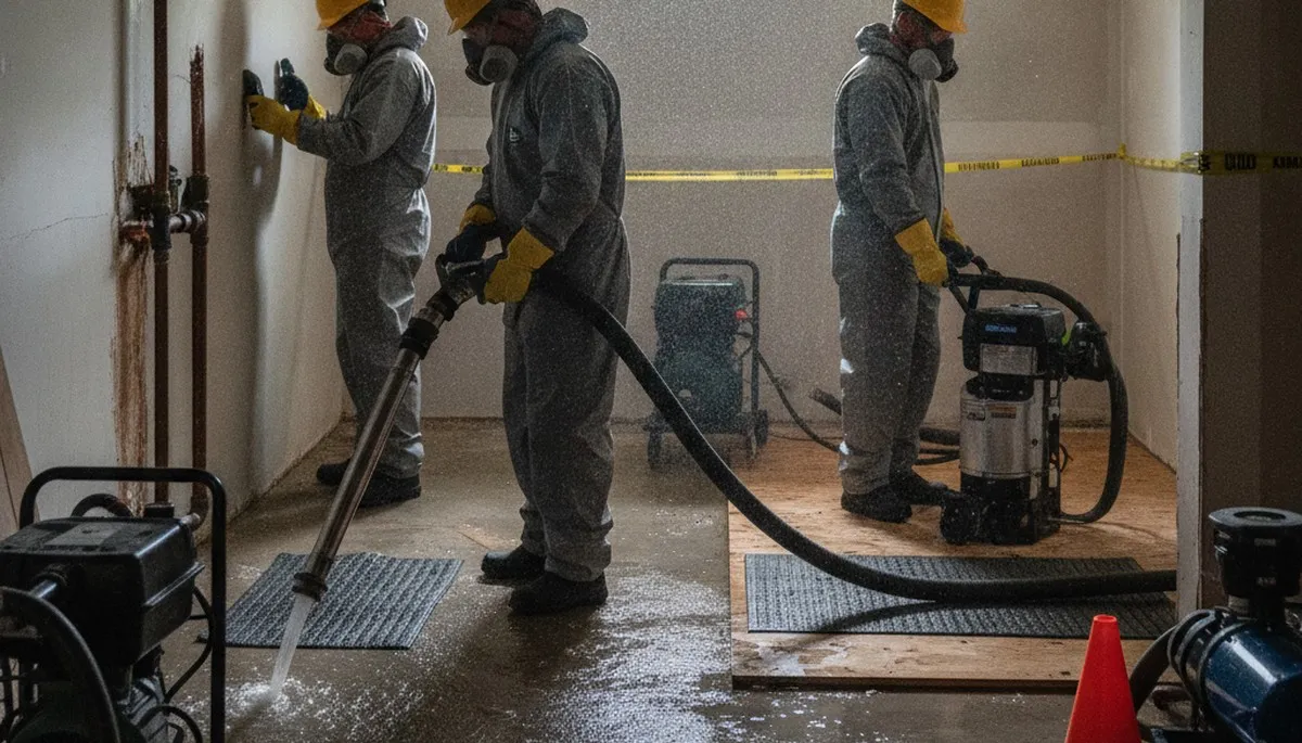 Burst pipe cleanup in Vallejo, CA home by water damage restoration crew