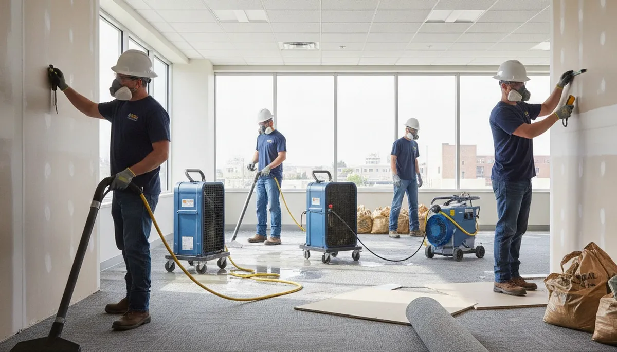 Commercial water damage restoration in Vallejo, CA for damaged walls and wet flooring