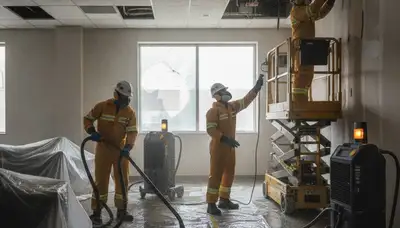 Water damage restoration team responding to a Vallejo, CA home emergency with drying equipment