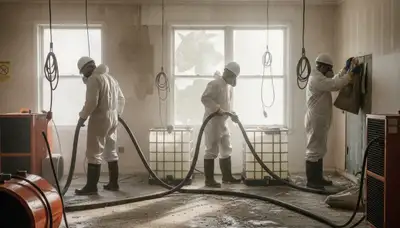 Flood cleanup technicians removing water damage in Vallejo, CA home