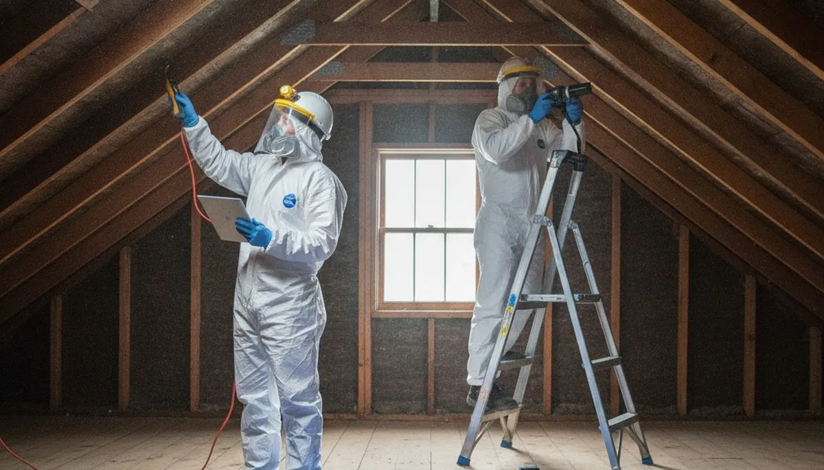 Mold inspection technician assessing moisture damage in a Vallejo, CA home