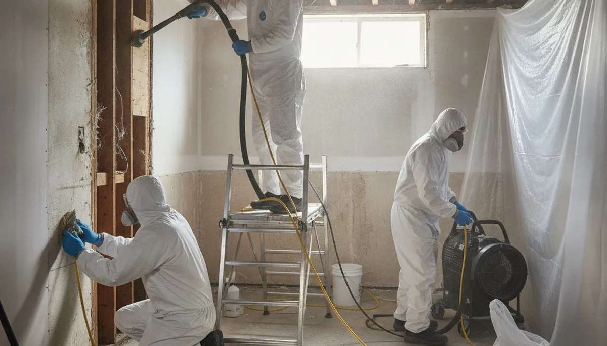 Vallejo, CA mold removal team inspecting water damage in a home after coastal moisture exposure