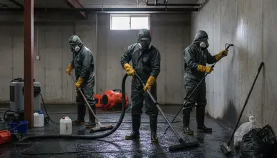 Vallejo, CA sewage cleanup crew sanitizing a flooded home after pipe backup