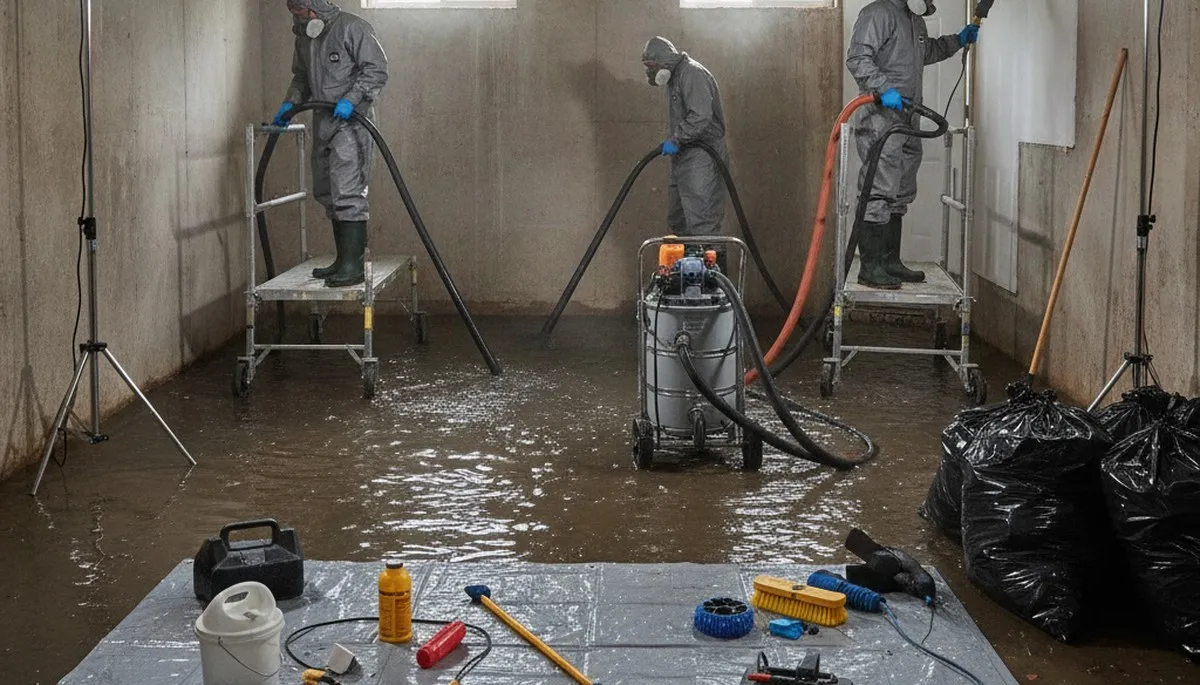 Sewer backup cleanup crew in Vallejo, CA restoring a water-damaged home after sewage overflow