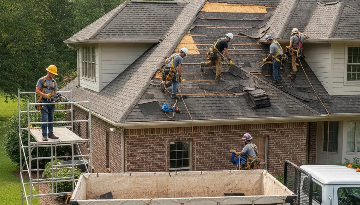 Storm damage restoration crew in Vallejo, CA repairing water-damaged home after flooding