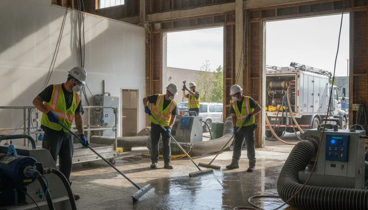 Structural drying equipment in a Vallejo, CA home for fast water damage restoration