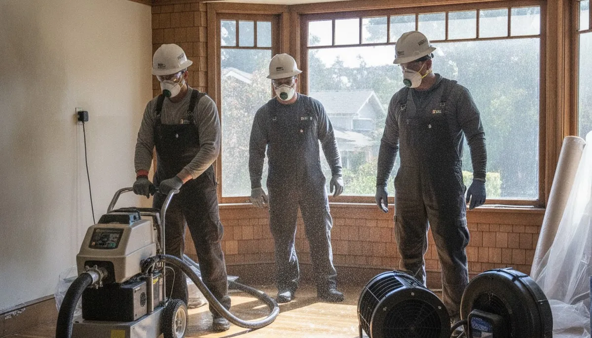 Water damage restoration team serving Vallejo, CA, with professional cleanup and drying equipment