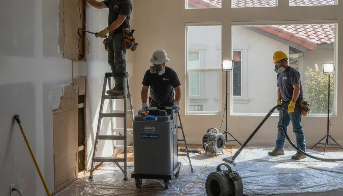 Water damage restoration team in Vallejo, CA providing emergency cleanup and drying services