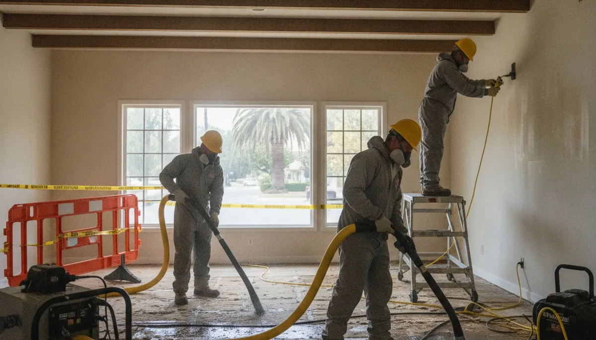 Water damage restoration crew in Vallejo, CA providing emergency water removal and cleanup
