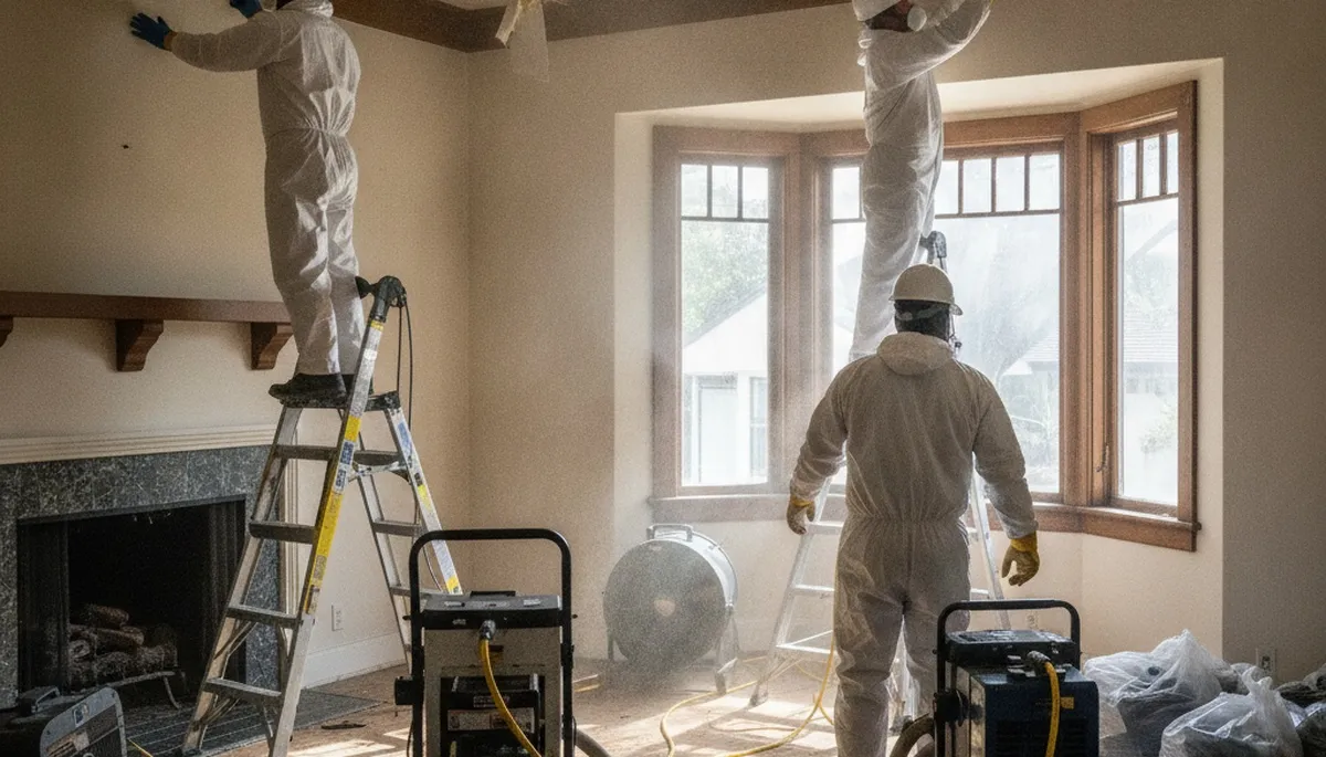 Water damage restoration team in Vallejo, CA drying and repairing a flooded property