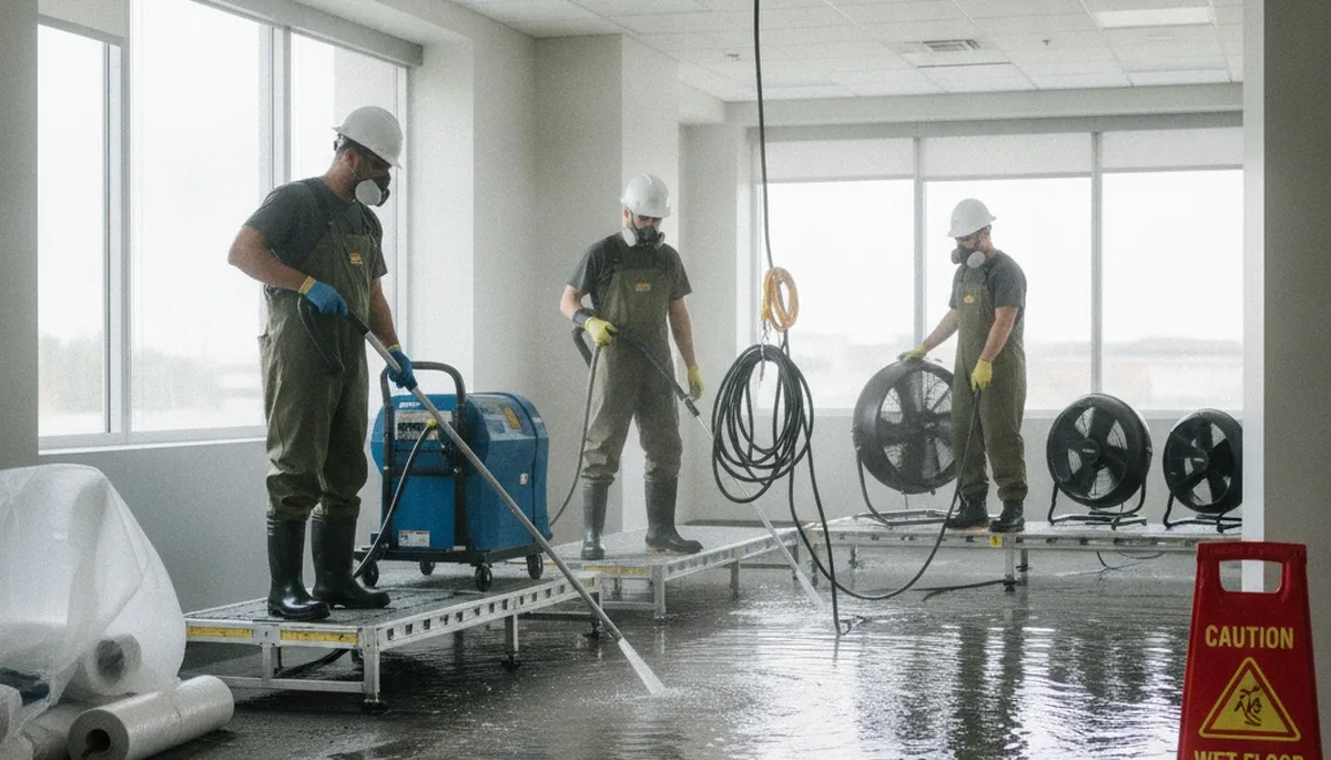 Water damage restoration team in Vallejo, CA inspecting moisture damage in a home