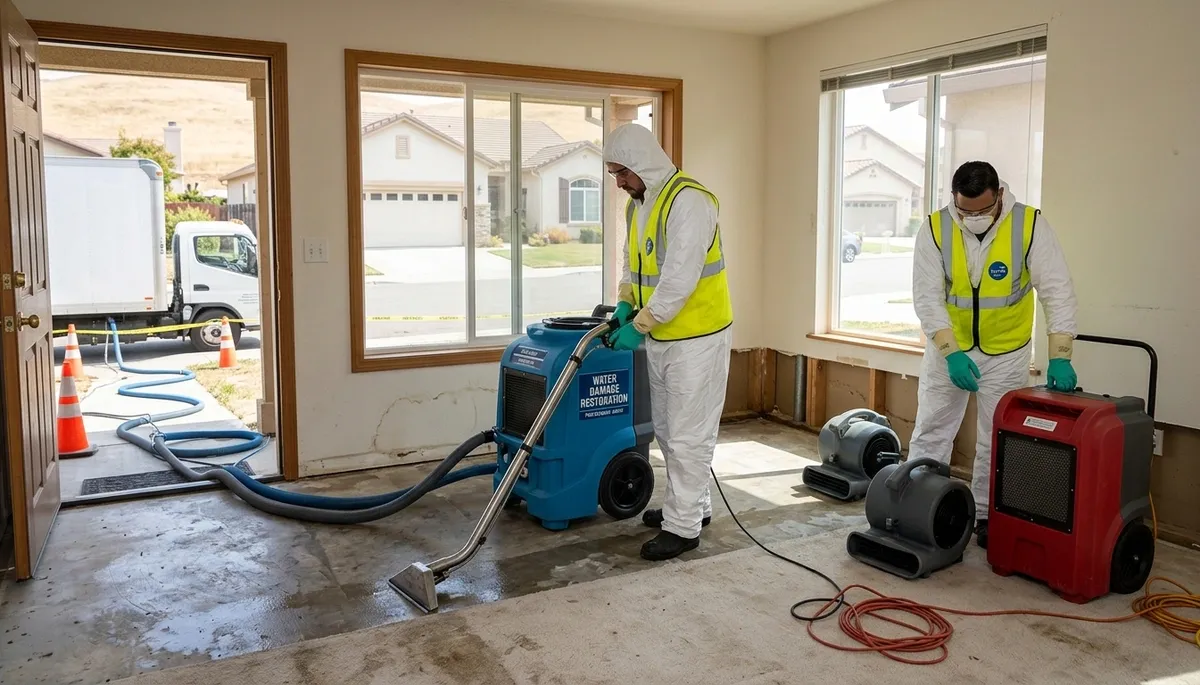 Water damage restoration team in Vallejo, CA providing emergency drying and cleanup services